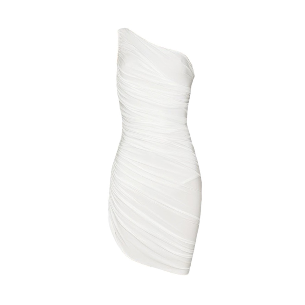 Norma Kamali White One-Shoulder Mini Dress